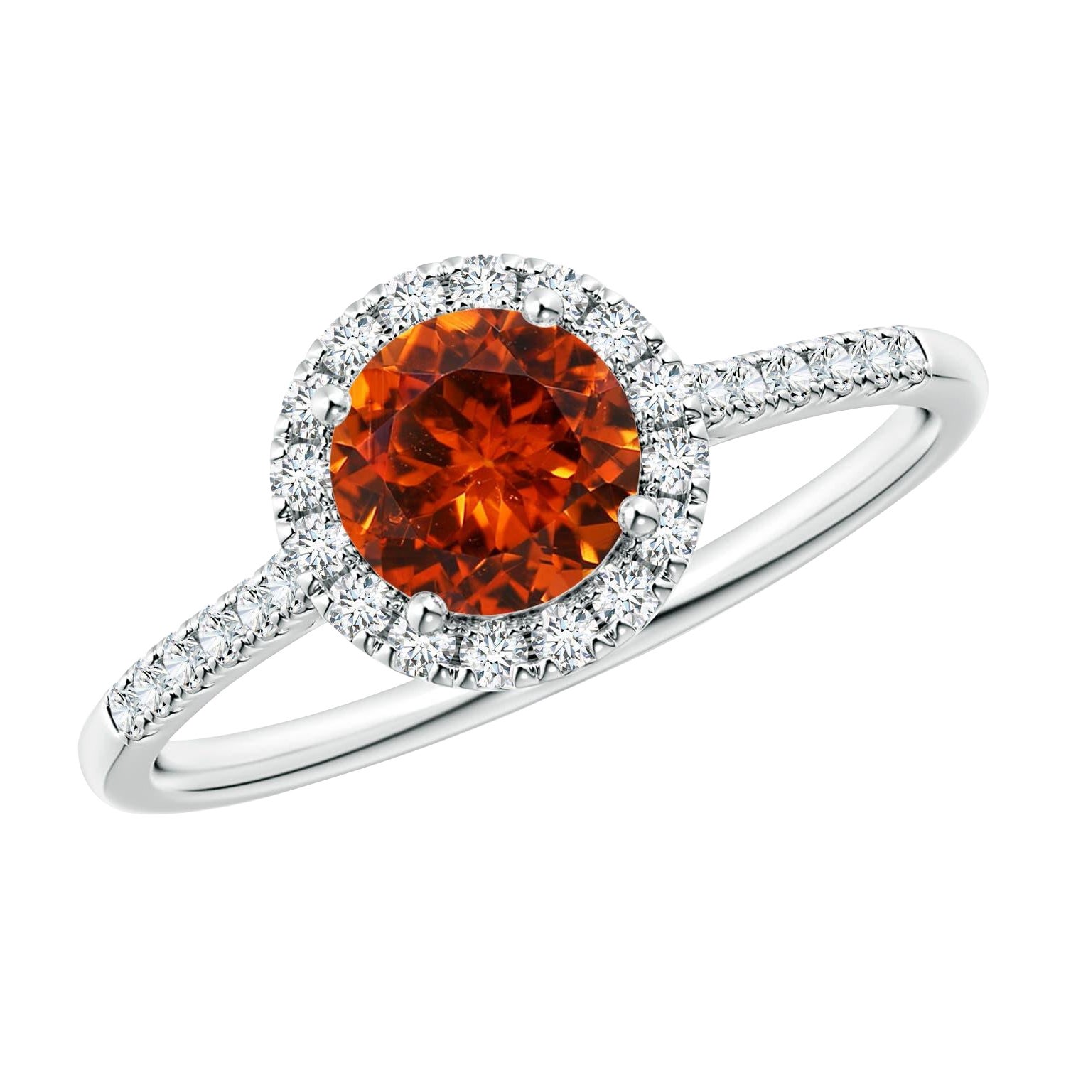 Angara Bague Halo en or massif 14K avec accents de diamants, 1,03 ct rond naturel