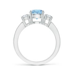 Angara Natural Round 1.12 ct Aquamarine and Diamond Engagement ring in 14K Gold