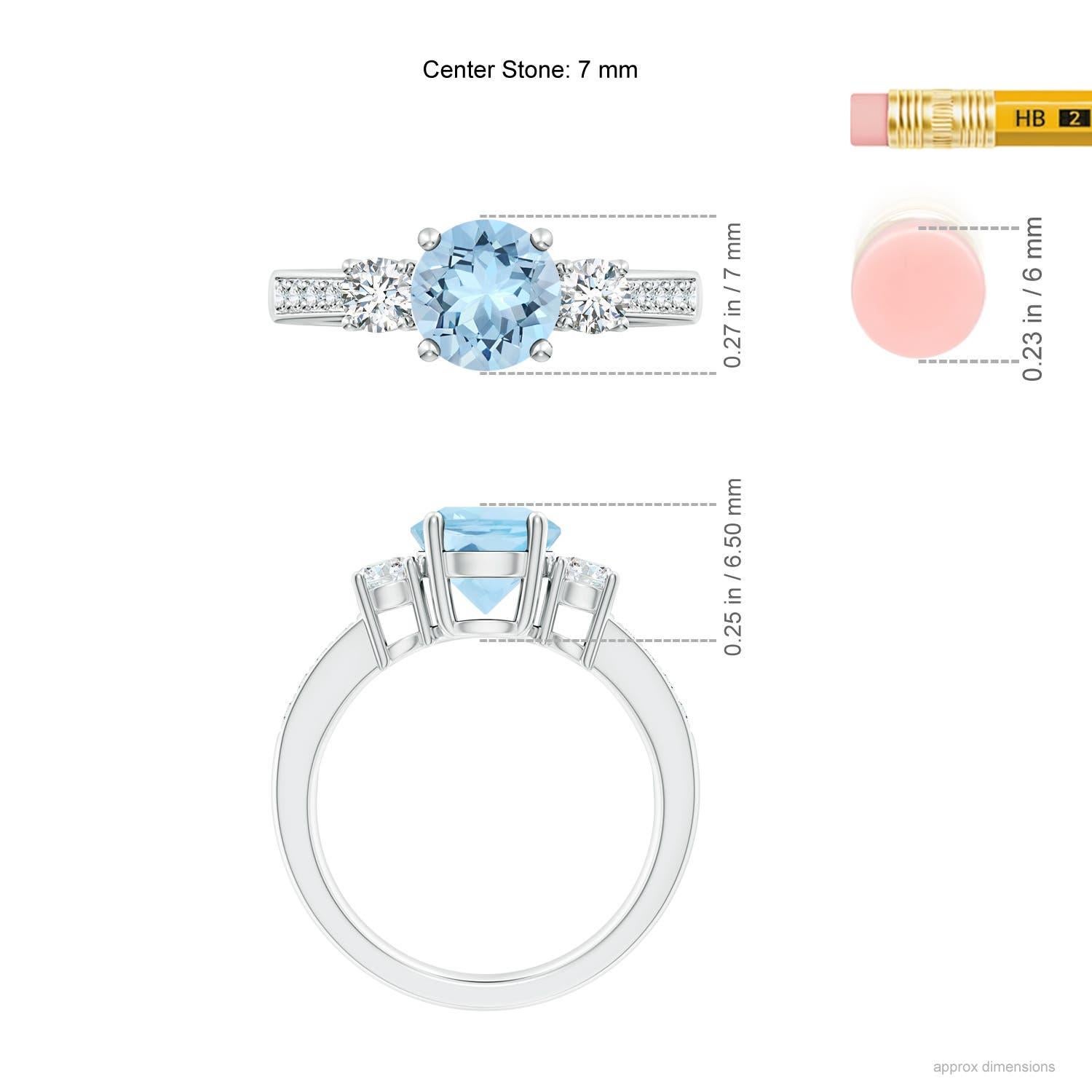 Angara Bague de fiançailles en or 14K avec aigue-marine et diamant de 1,12 ct de diamètre naturel Pour femmes en vente