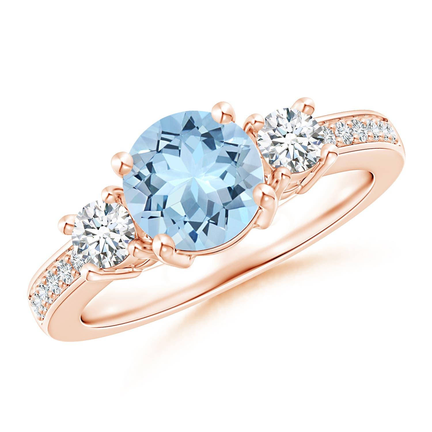 Angara Bague de fiançailles en or 14K avec aigue-marine et diamant de 1,12 ct de diamètre naturel en vente 2