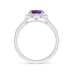 Angara Natural Round 1.15 ct Amethyst Halo Ring with Diamond Accents in 14K Gold