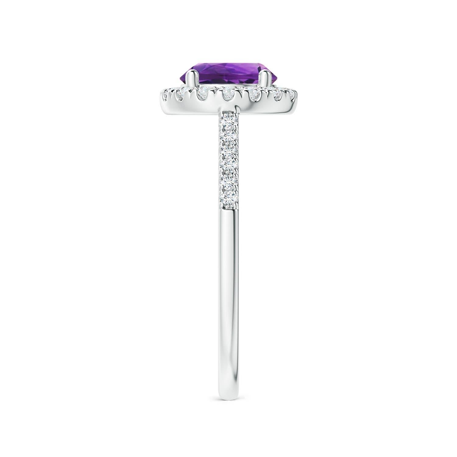 Angara Anillo Halo de Amatista Natural Redonda de 1,15 ct con Detalles de Diamante en Oro de 14K Corte redondo en venta