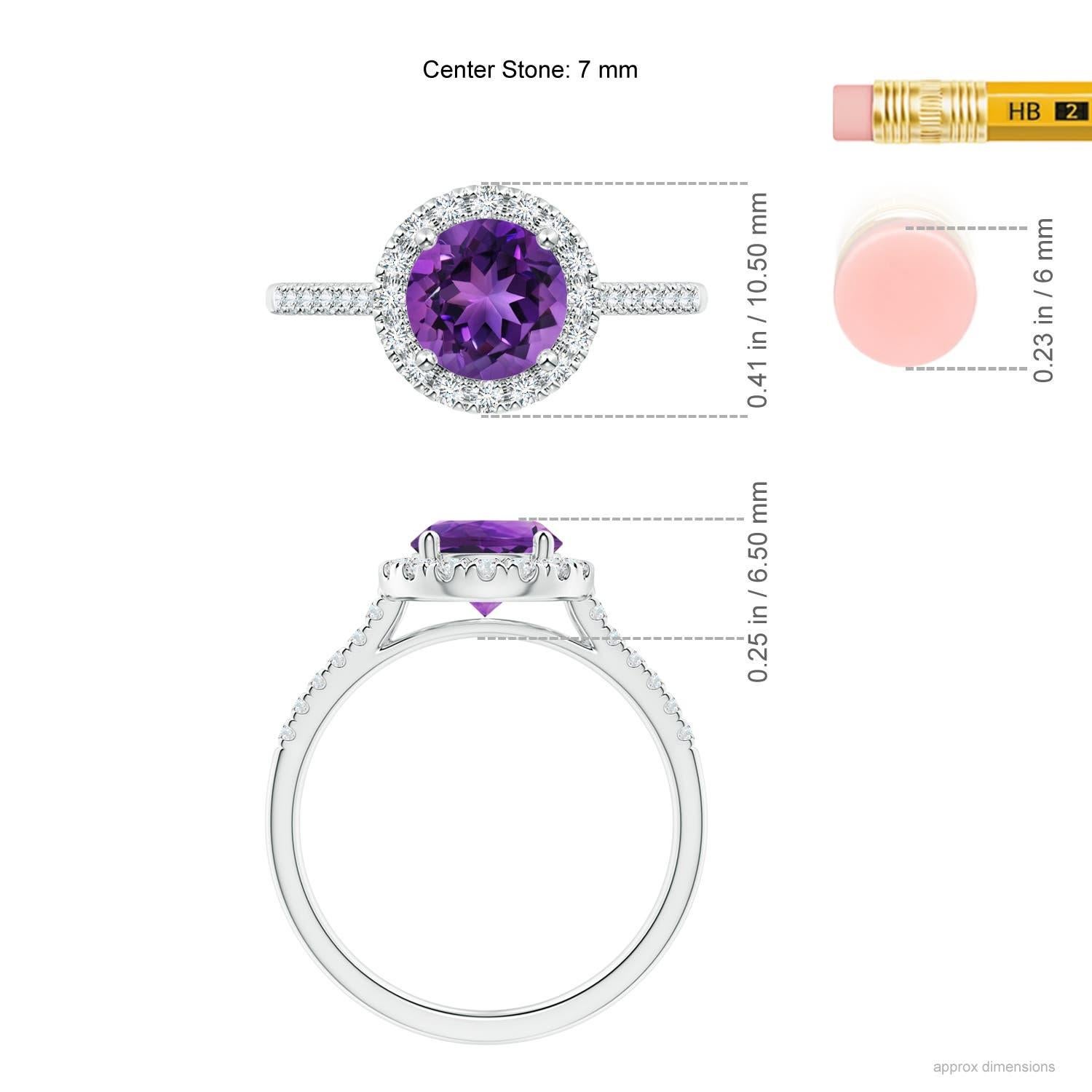 Angara Anillo Halo de Amatista Natural Redonda de 1,15 ct con Detalles de Diamante en Oro de 14K en Nuevo estado para la venta en Los Angeles, CA