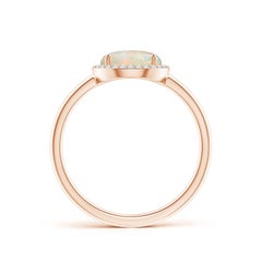 Angara Natural Round 1.15 ct Opal Cocktail Ring with Diamond in 14K Solid Gold