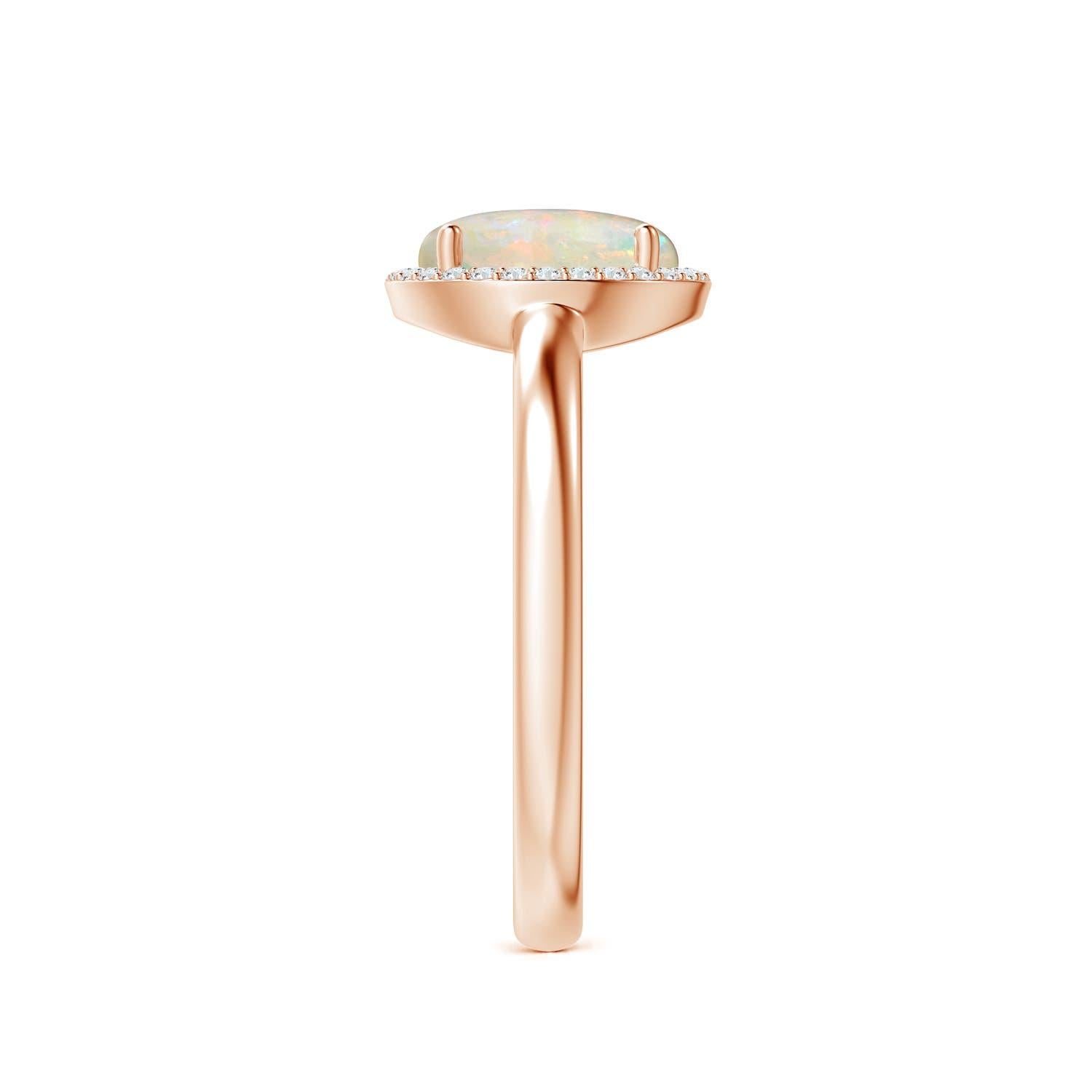 Angara Natürliche Runde 1,15 ct Opal Cocktail Ring mit Diamant in 14K Solid Gold (Rundschliff) im Angebot