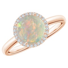 Angara Natürliche Runde 1,15 ct Opal Cocktail Ring mit Diamant in 14K Solid Gold