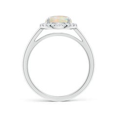 Angara Natural Round 1.15ct Opal Cathedral Halo Ring in 14K Solid Gold for Women
