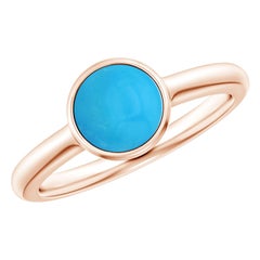 Anello di fidanzamento solitario con turchese tondo naturale da 1,1 carati di Angara in oro massiccio 14 carati