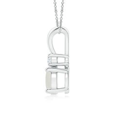 Angara Colgante solitario de piedra lunar natural redonda de 1,25 ct con diamante en oro de 14 quilates
