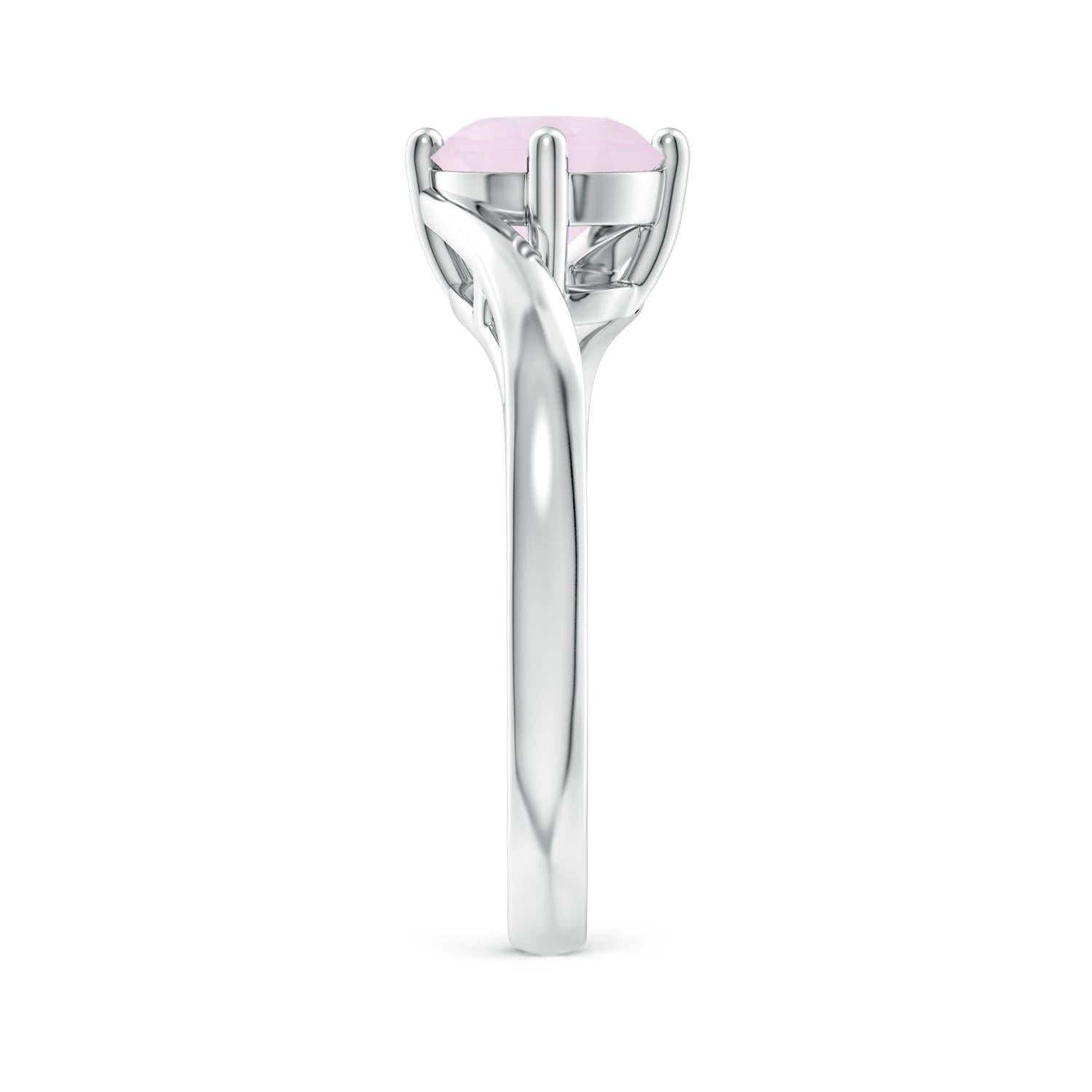 Angara Natürliche Runde 1,35 ct Rosenquarz Solitär Bypass Ring in 14K Solid Gold (Rundschliff) im Angebot