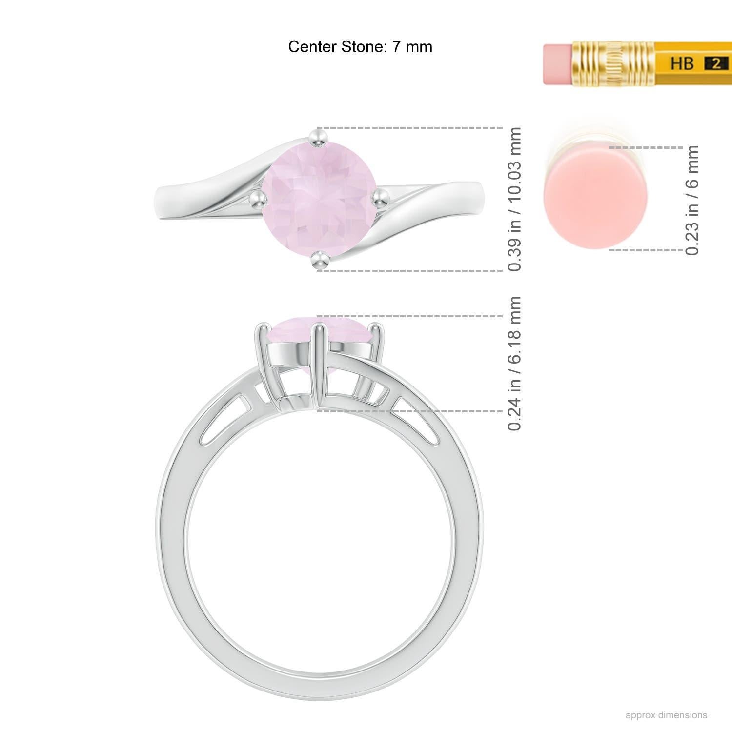 Angara Natürliche Runde 1,35 ct Rosenquarz Solitär Bypass Ring in 14K Solid Gold im Zustand „Neu“ im Angebot in Los Angeles, CA