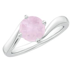 Angara Natürliche Runde 1,35 ct Rosenquarz Solitär Bypass Ring in 14K Solid Gold