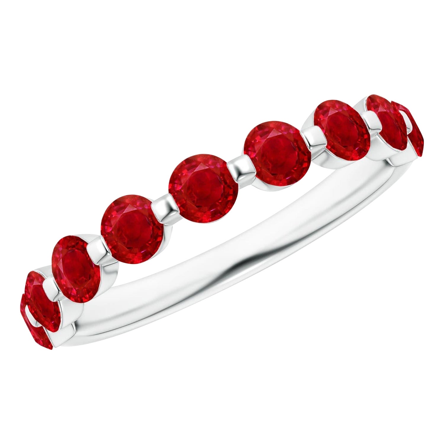Angara natürlichen runden 1,35 ct Rubin Semi Ewigkeit Ehering in 14K massivem Gold