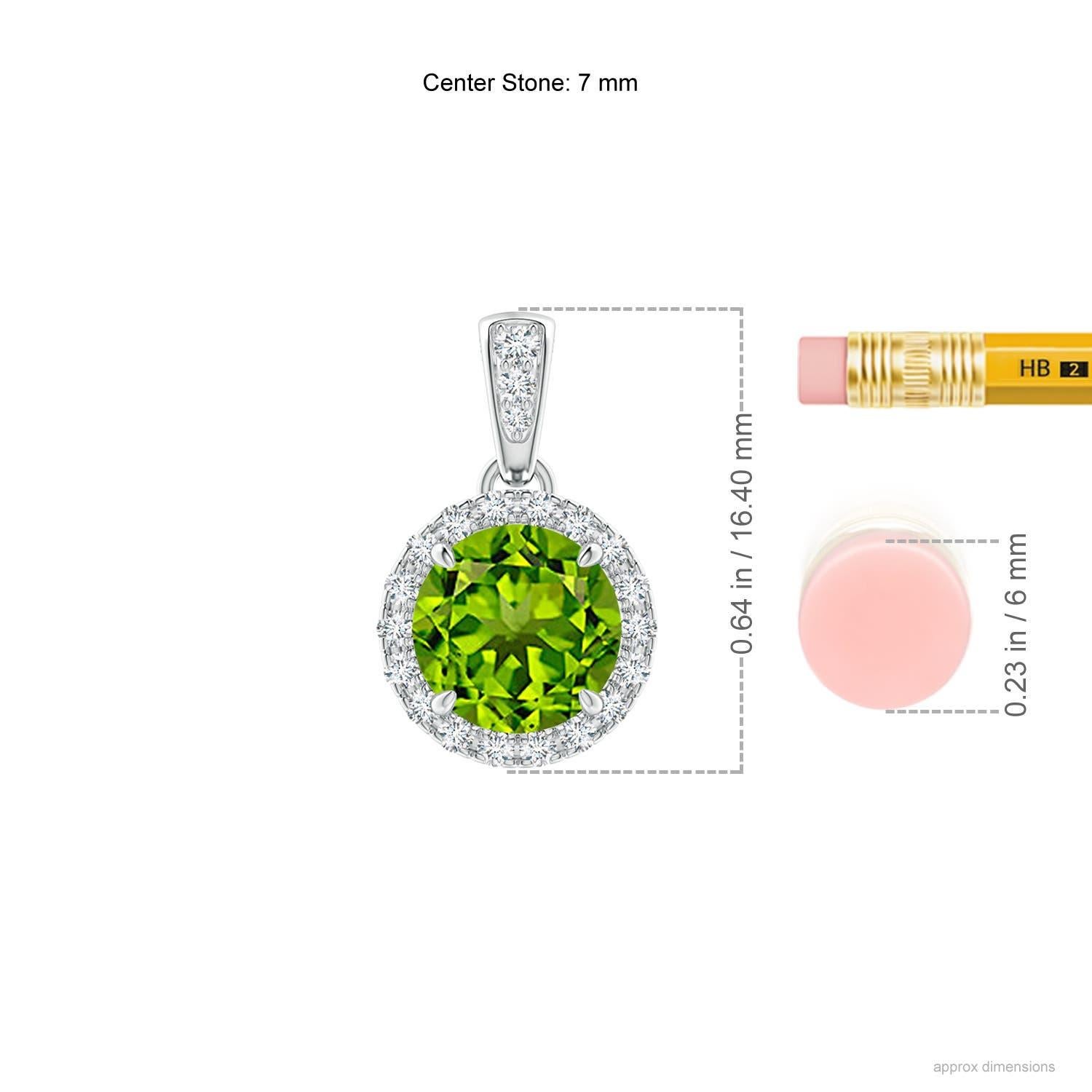 Colgante Angara de Peridoto Natural Redondo de 1,4 ct con Halo de Diamantes en Oro Macizo de 14 quilates Corte redondo en venta