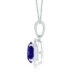 Angara Natural Round 1.45 ct Tanzanite Pendant with Diamond Halo in 14K Gold