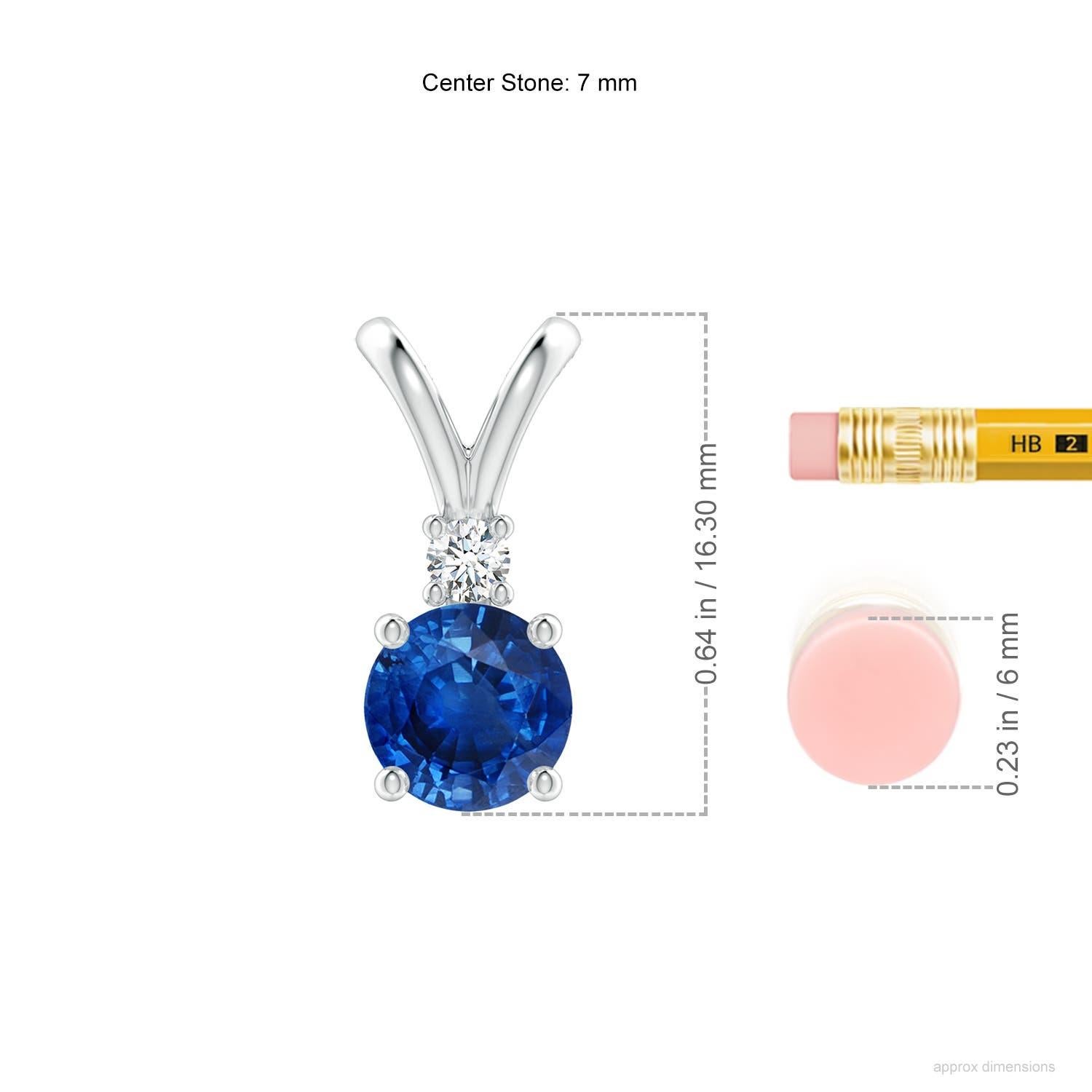 Taglio rotondo Ciondolo solitario con zaffiro blu e diamante tondo naturale da 1,6 carati di Angara, in A. Silver in vendita