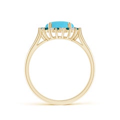 Angara Natural Round 1.64 ct Turquoise Ring in 14K Solid Gold for Women