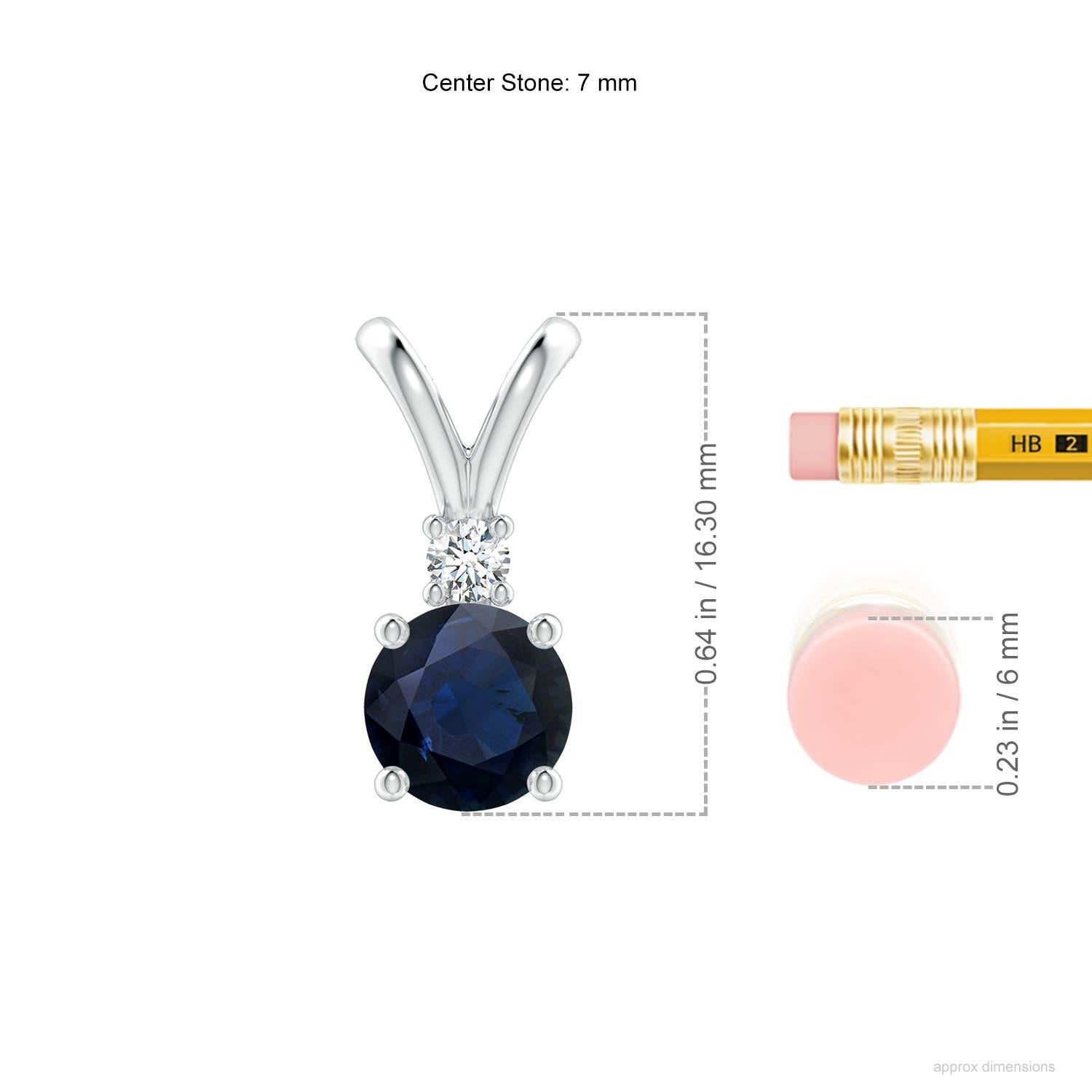 Angara Natürliche Runde 1,6ct Blauer Saphir Solitär Anhänger mit Diamant Platin (Rundschliff) im Angebot