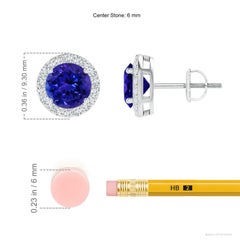 Angara Natural Round 1.8ct Tanzanite Halo Stud Earrings in 14K Gold for Women