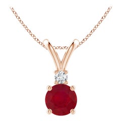 ANGARA Natural Round 1ct Ruby Solitaire Diamond Pendant in 14K Rose Gold