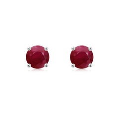 Angara Natural Round 2 ct Ruby Stud Earrings in 14K Solid Gold for Women