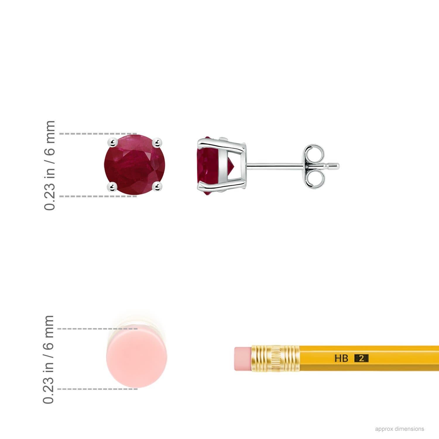 Angara Natural Round 2 ct Ruby Stud Earrings in 14K Solid Gold for Women In condizioni Nuovo in vendita a Los Angeles, CA