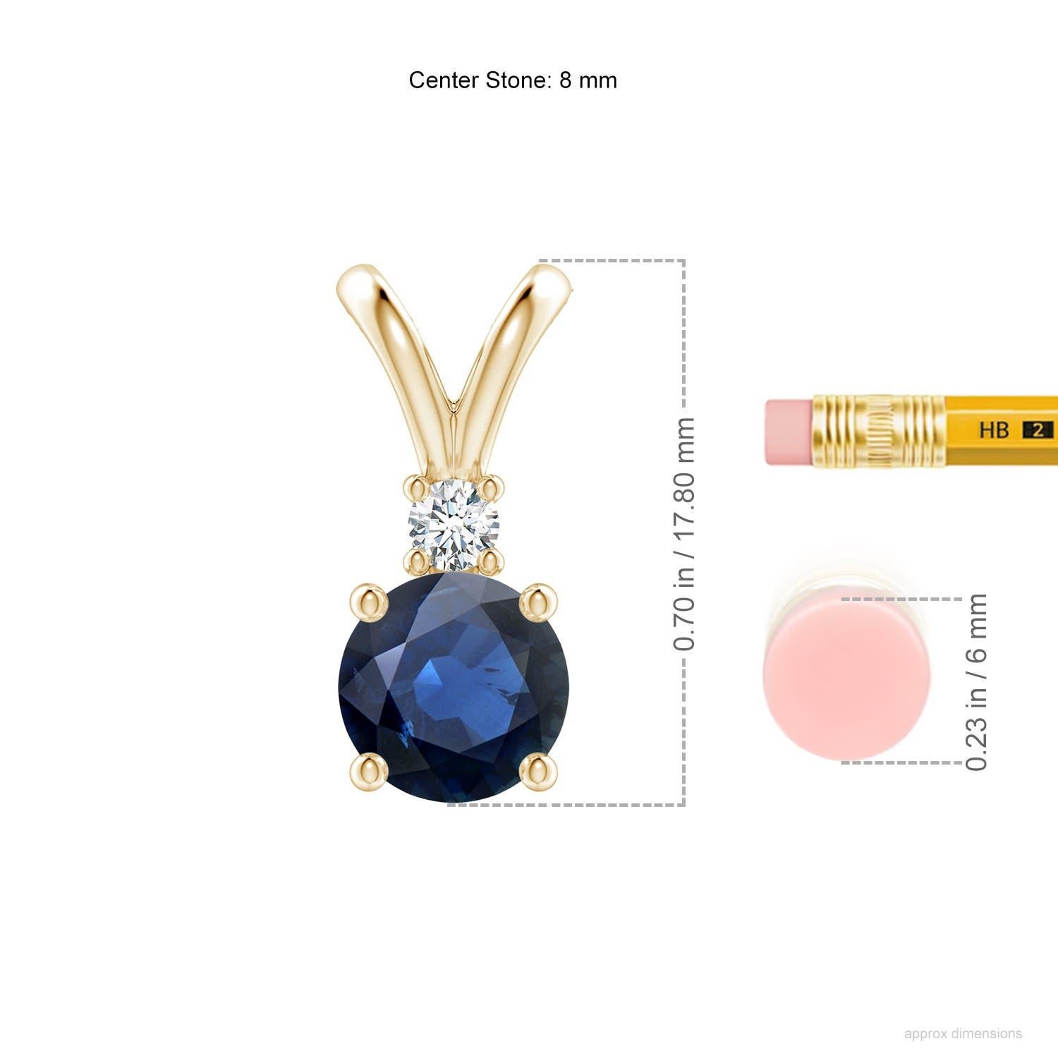 Angara Natürliche Runde 2,2 ct Blauer Saphir Solitär-Anhänger in 14K Gelbgold (Rundschliff) im Angebot