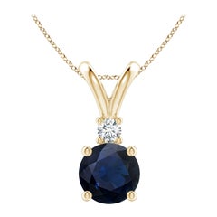 Angara Natürliche Runde 2,2 ct Blauer Saphir Solitär-Anhänger in 14K Gelbgold