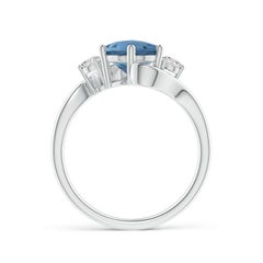Angara Natural Round 2.25ct London Blue Topaz Three Stone Ring in 14K Solid Gold