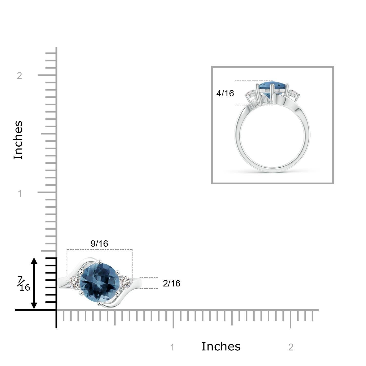 Angara natürlichen runden 2,25ct London Blue Topaz drei Stein Ring in 14K Solid Gold im Zustand „Neu“ im Angebot in Los Angeles, CA