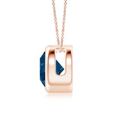 Pendentif solitaire en or massif 14K avec topaze bleue de Londres ronde et naturelle de 2,35ct Angara
