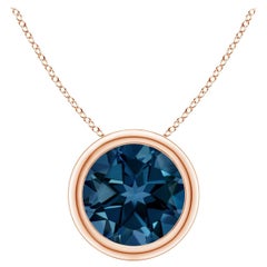 Angara Natural Round 2.35ct London Blue Topaz Solitaire Pendant 14K Solid Gold