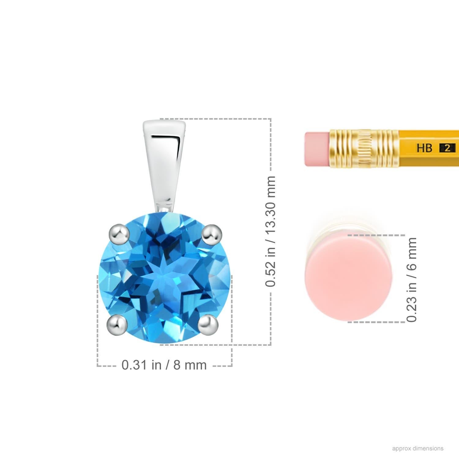Round Cut Angara Natural Round 2.35ct Swiss Blue Topaz Solitaire Pendant in 14K Solid Gold For Sale