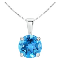 Angara Natural Round 2.35ct Swiss Blue Topaz Solitaire Pendant in 14K Solid Gold