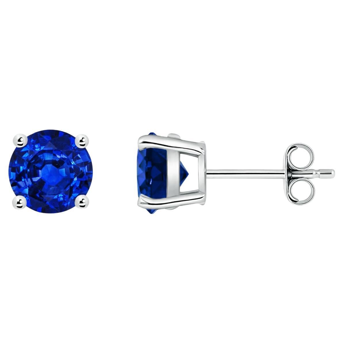 Angara Natural Round 2ct Blue Sapphire Stud Ears in 14K Solid Gold for Women (Boucles d
oreilles saphir bleu rond en or massif 14K pour femmes)