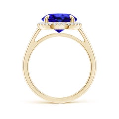 Angara Natural Round 3.5 ct Tanzanite Ring with Diamond Halo in 14K Solid Gold