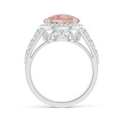 Angara Natural Round 5.1 ct Morganite Halo Regal Ring with Diamond in 14 Gold