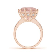 Angara Natural Round 6.5 ct Morganite Tapered Shank Cocktail Ring in 14K Gold