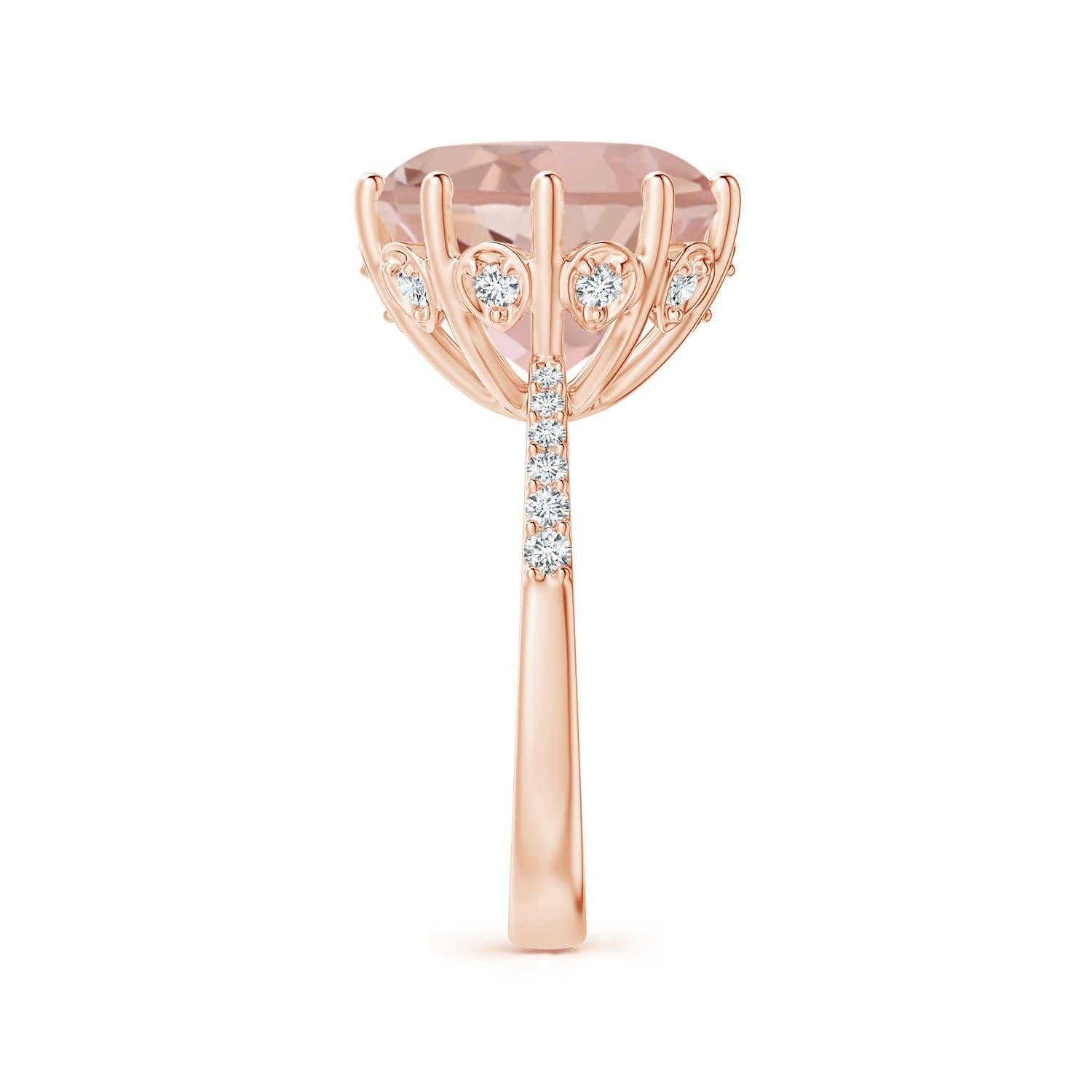 Angara Natürliche Runde 6,5 ct Morganit verjüngt Schaft Cocktail-Ring in 14K Gold im Zustand „Neu“ im Angebot in Los Angeles, CA