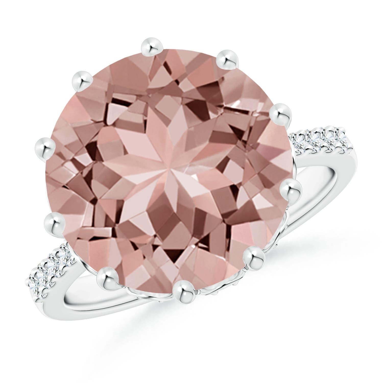 Angara Natürliche Runde 6,5 ct Morganit verjüngt Schaft Cocktail-Ring in 14K Gold im Angebot 2