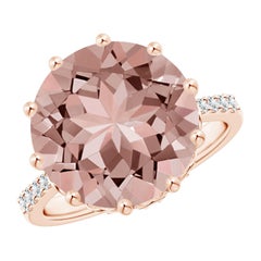 Angara Natural Round 6.5 ct Morganite Tapered Shank Cocktail Ring in 14K Gold