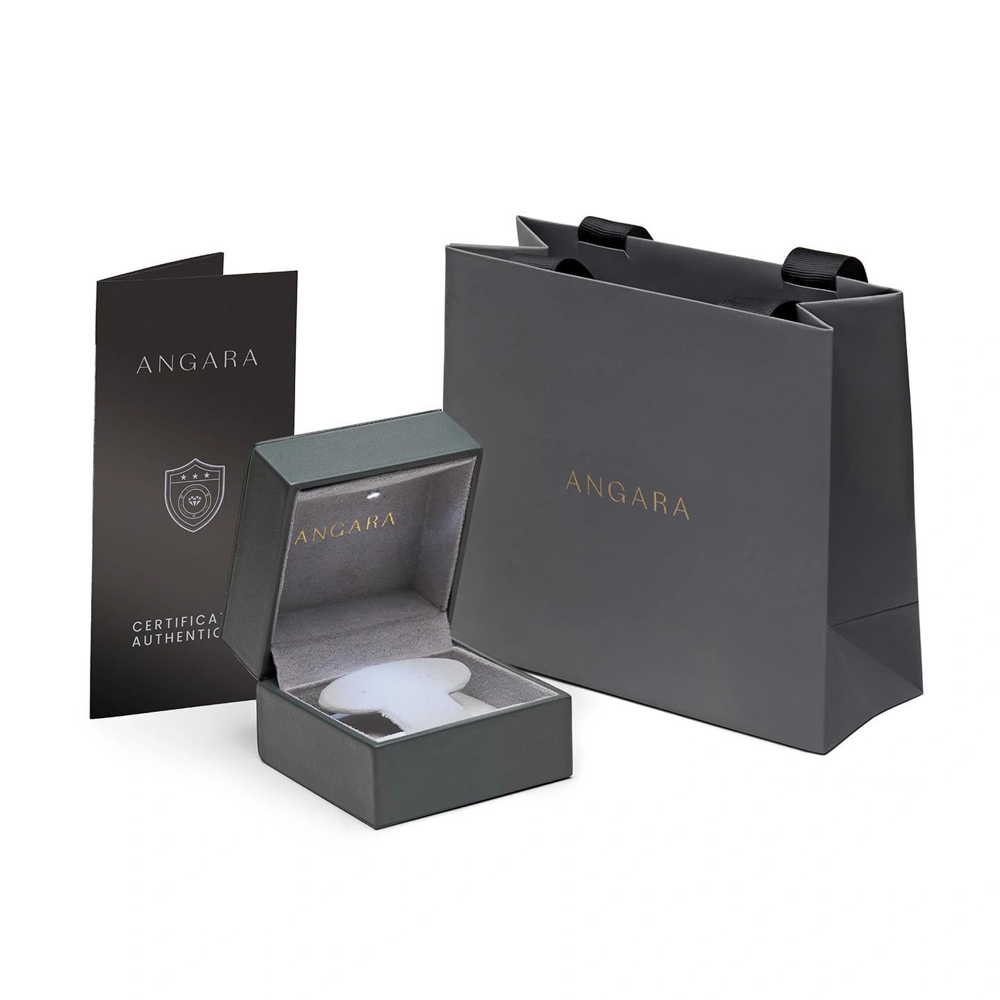 Angara Orecchini pendenti con ametista tonda naturale e diamante in oro 14K in vendita 1