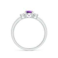 Angara Natural Round Amethyst Three Stone Engagement Ring in 14K Solid Gold