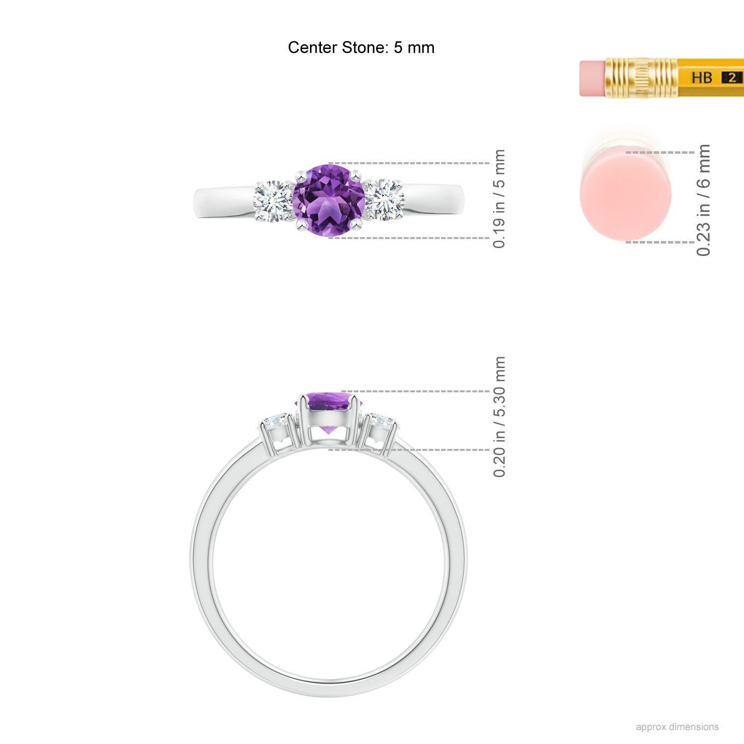 Angara natürlichen runden Amethyst drei Stein Verlobungsring in 14K massivem Gold im Zustand „Neu“ im Angebot in Los Angeles, CA