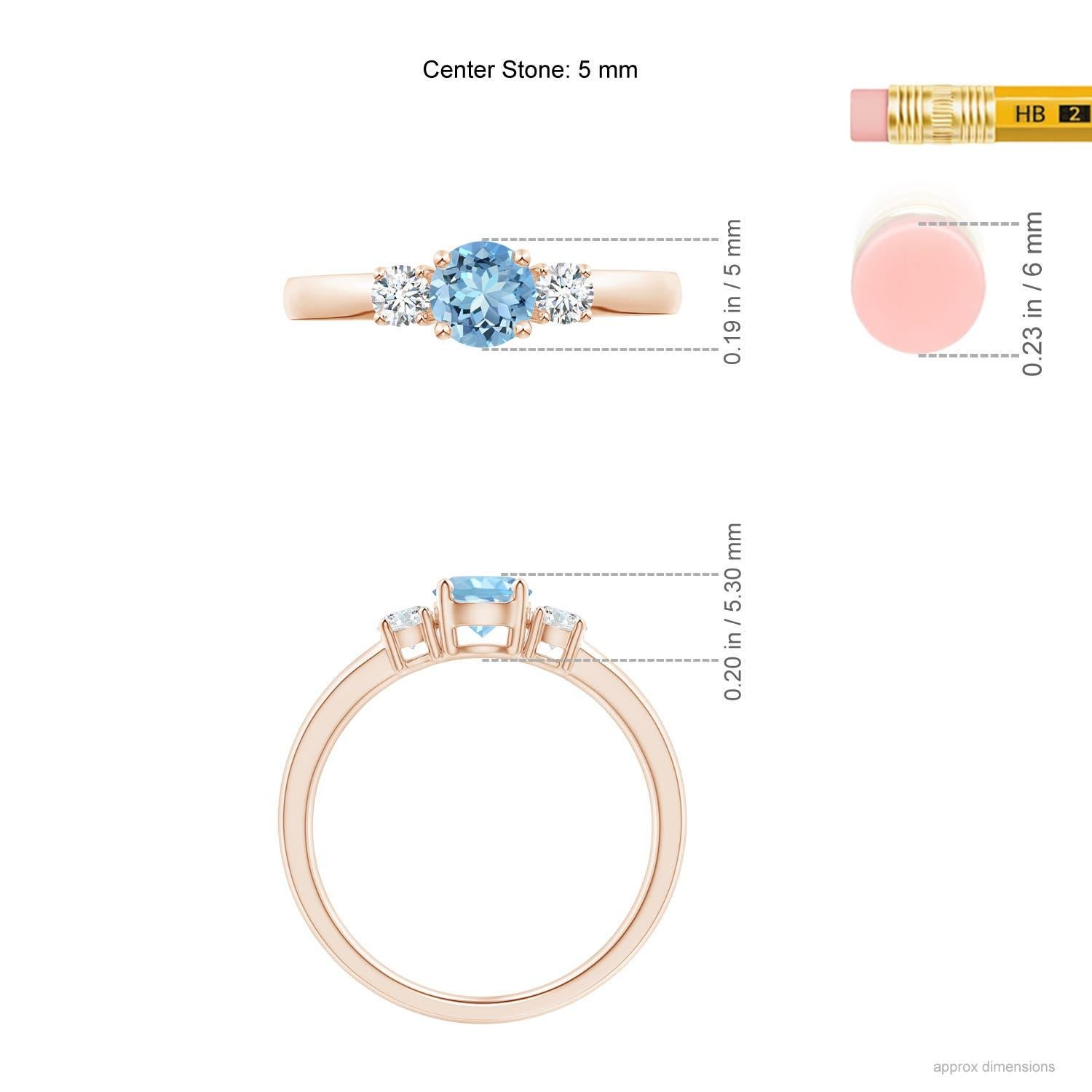 Anello di fidanzamento con diamante e acquamarina tonda naturale Angara in oro massiccio 14 carati in vendita 1