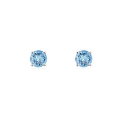 Angara 14K Solid Gold Round Aquamarine Stud Earrings, 0.4 Carats