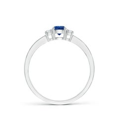Angara Natural Round Blue Sapphire and Diamond Engagement Ring in 14K Solid Gold