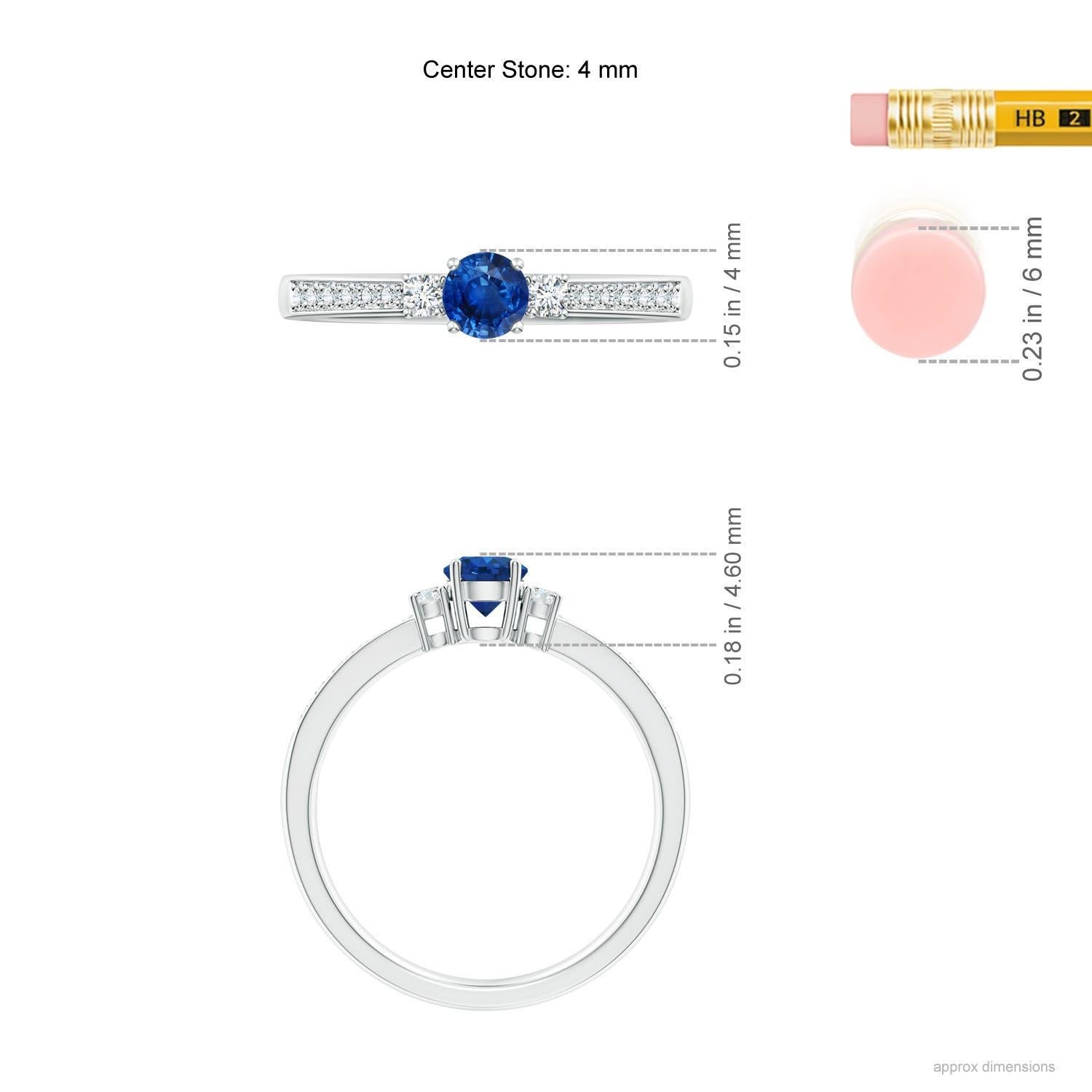 Angara Natural Round Blue Sapphire and Diamond Engagement Ring in 14K Solid Gold For Sale 1