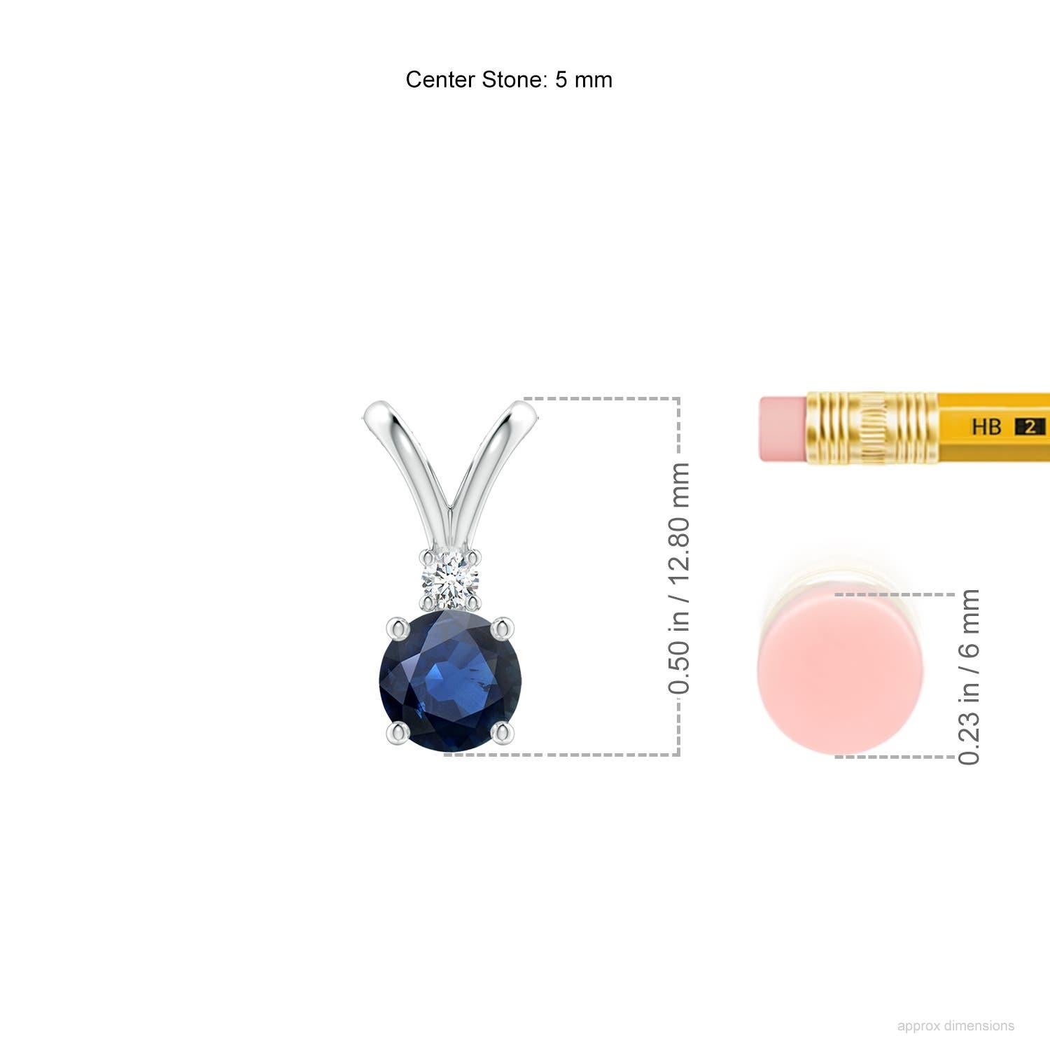 Taglio rotondo Ciondolo solitario con diamante e zaffiro blu rotondo naturale di Angara in oro bianco 14 carati in vendita
