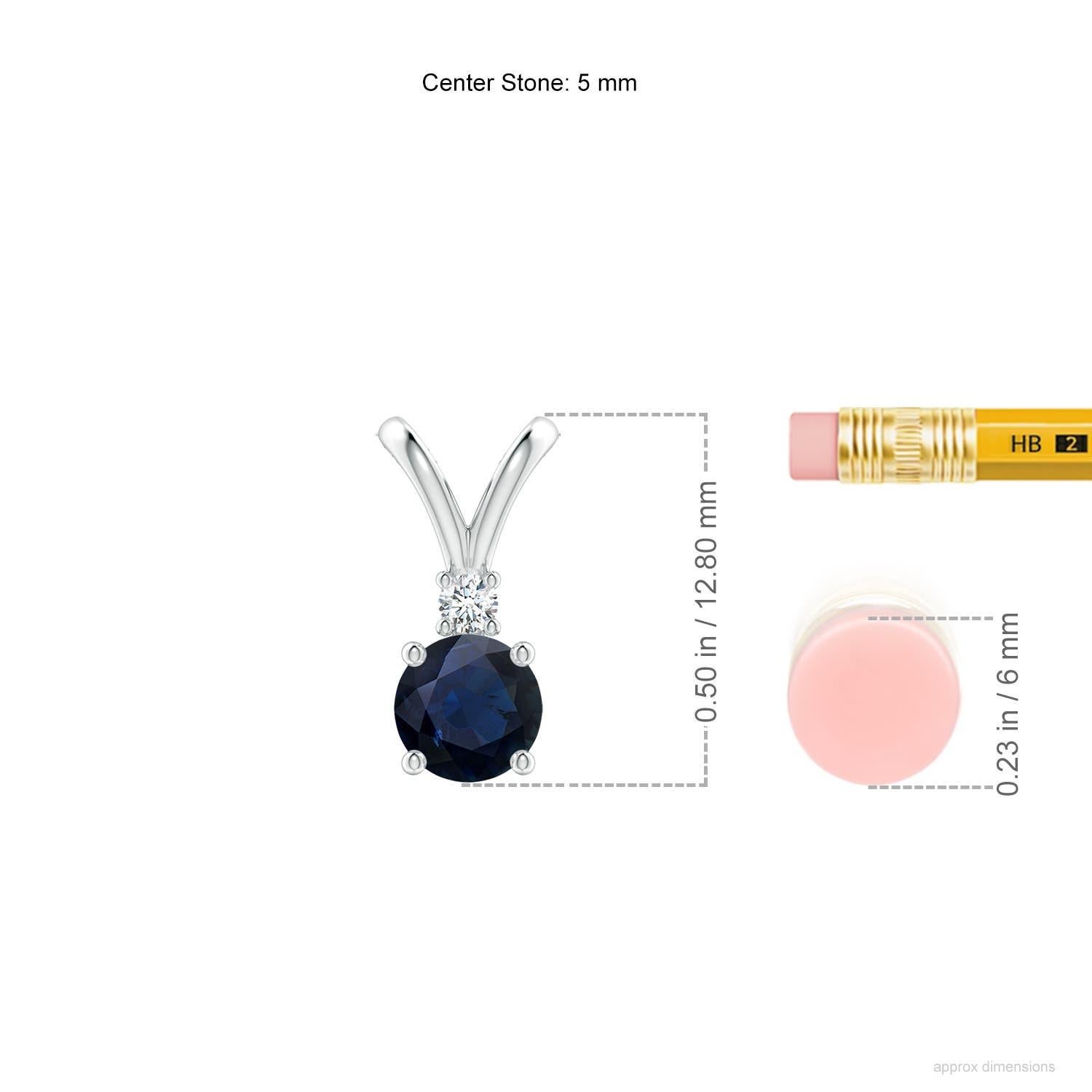 Taglio rotondo Ciondolo solitario con diamante e zaffiro blu rotondo naturale di Angara in oro bianco 14 carati in vendita